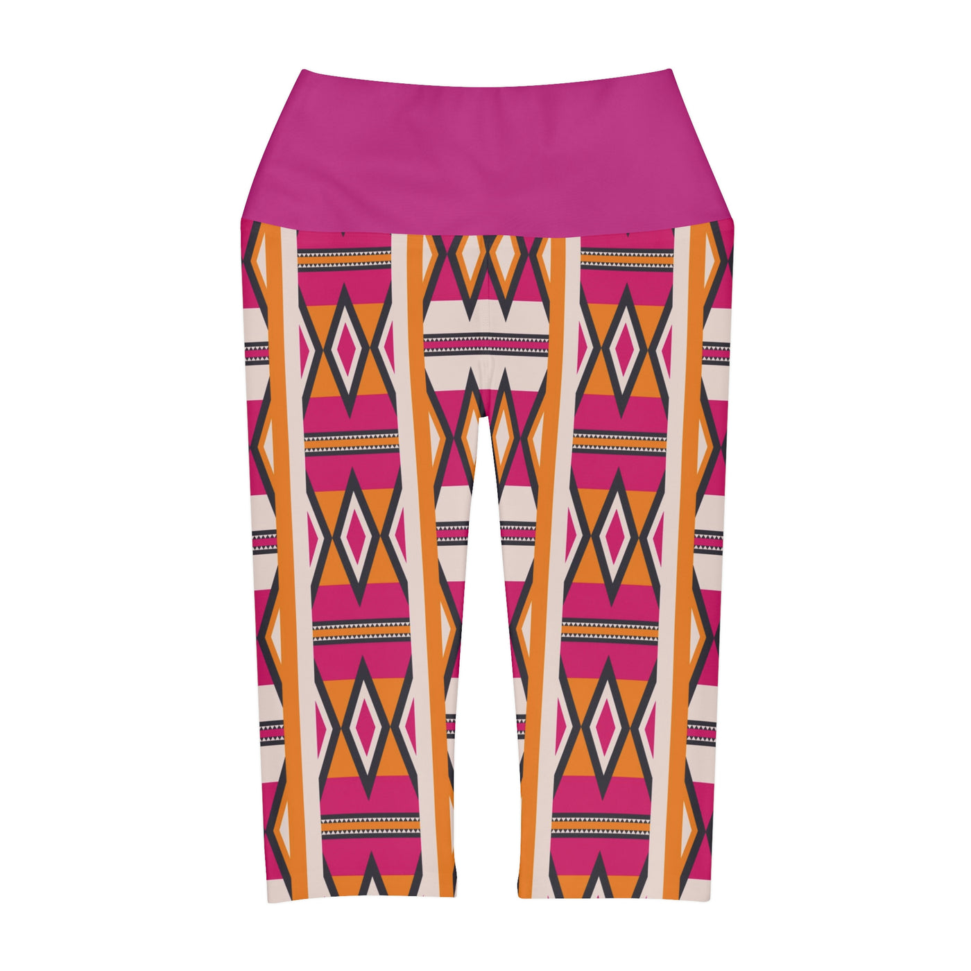 Pink Kente Yoga Capri Pants for Women