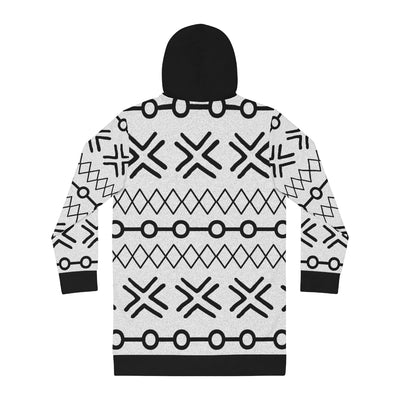 Women's Sweat Shirt Hoodie Dress Black and White Mudcloth Pattern African Wear