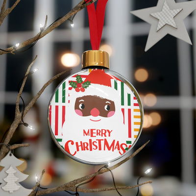 Black Santa Claus Round Christmas Ornament