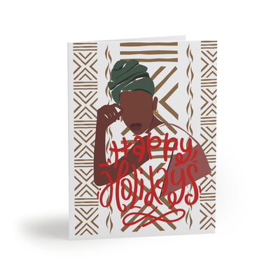 8,16,24pcs/ Ankara Black Woman Art Christmas Cards