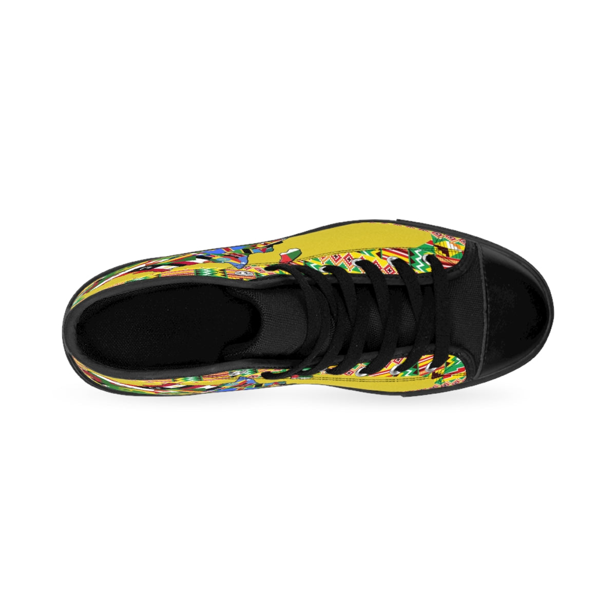 African Print Map Of Africa Yellow High Top Sneakers for Men