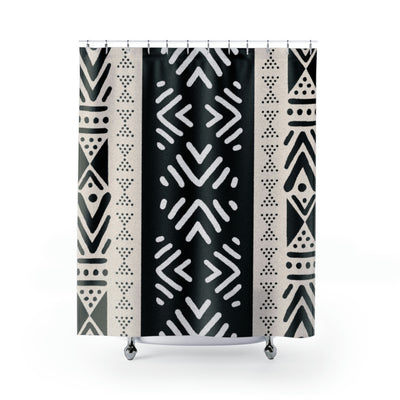 African Print Pattern Shower Curtain/ Bogolan Bathroom decor/ Afrocentric bathroom/Ankara Inspired/Melanin Art/ Unique House warming gift