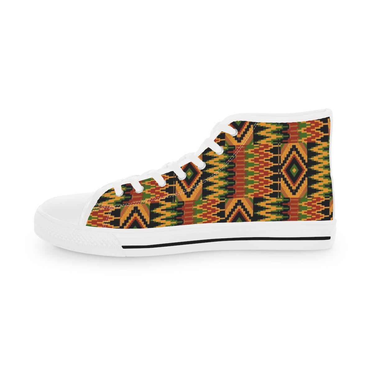 African Print Brown Kente High Top Sneakers for Men