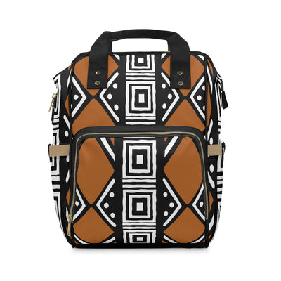 Mudcloth Abstract Light and Mud Brown Diaper Backpack