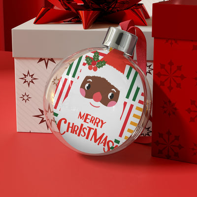 Black Santa Claus Round Christmas Ornament