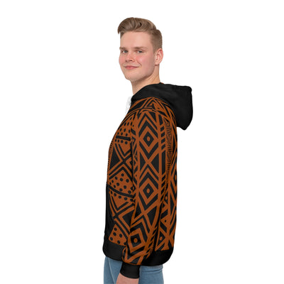 Mens Sweatshirt Hoodie Brown Mudcloth Print Design