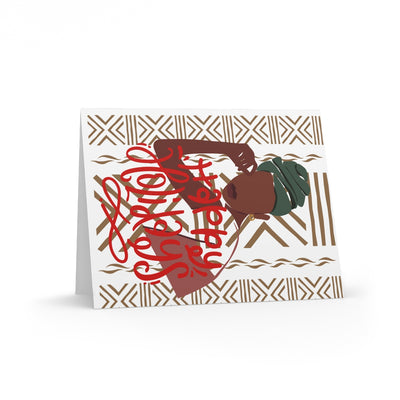 8,16,24pcs/ Ankara Black Woman Art Christmas Cards