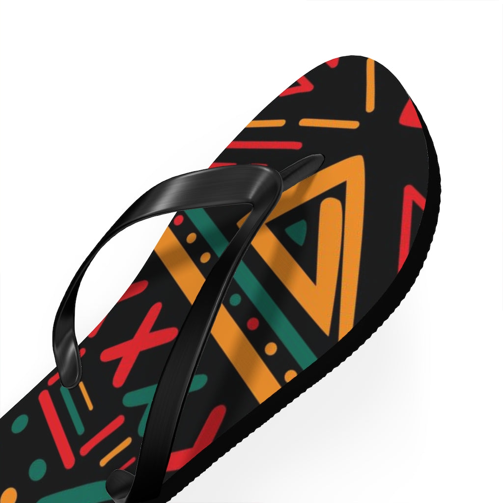 Rasta Colors African Print Flip Flops