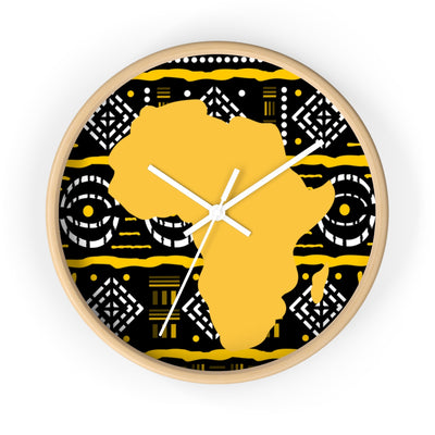 Map of Africa Yellow African Print Wall Clock