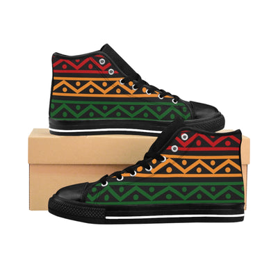 African Print Rasta Colors High Top Sneakers for Women