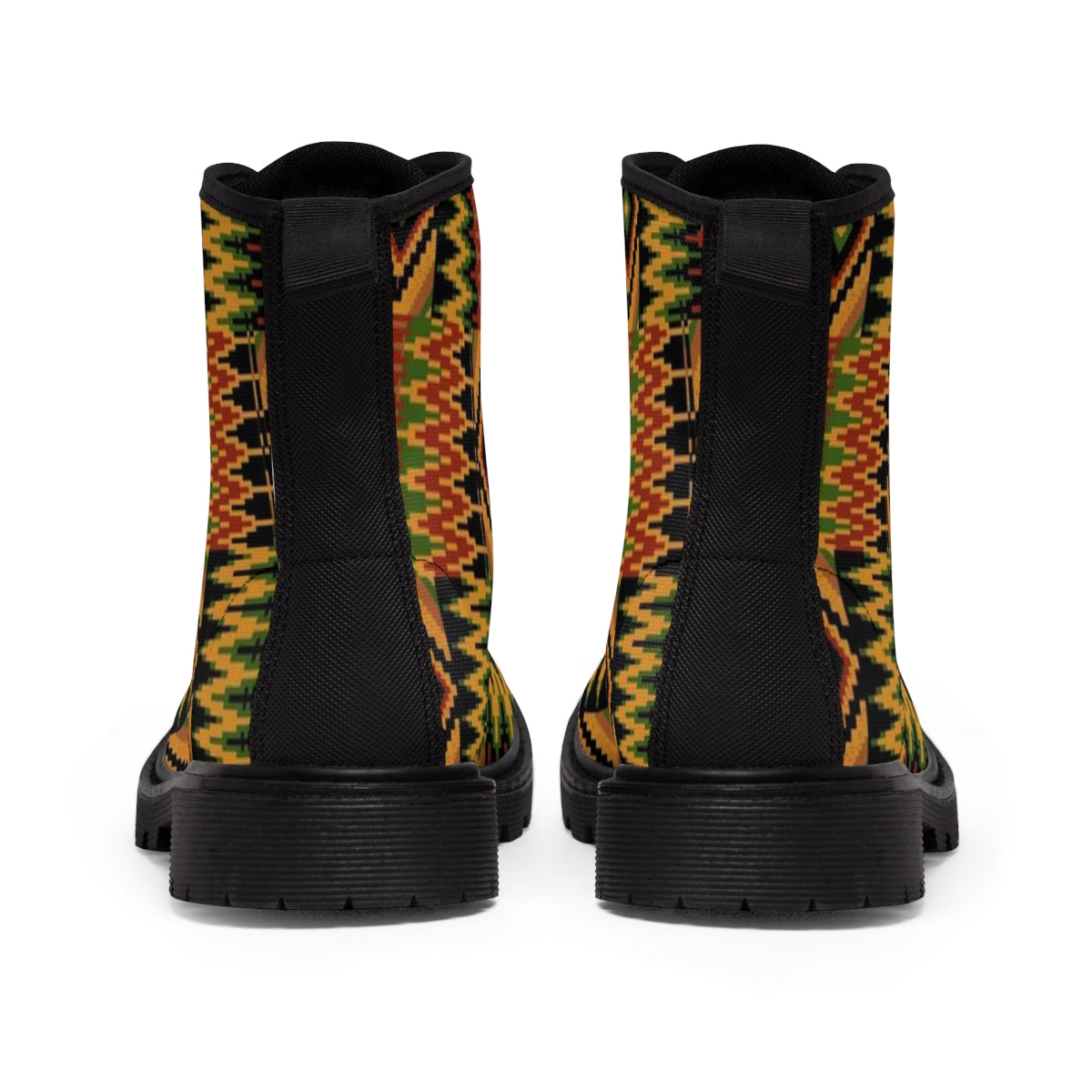 African Print Kente Brown Women's Canvas Boots
