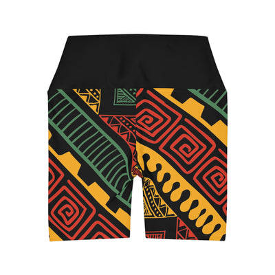 Rasta Color African Print Yoga Shorts for Women