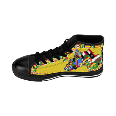 African Print Map Of Africa Yellow High Top Sneakers for Women