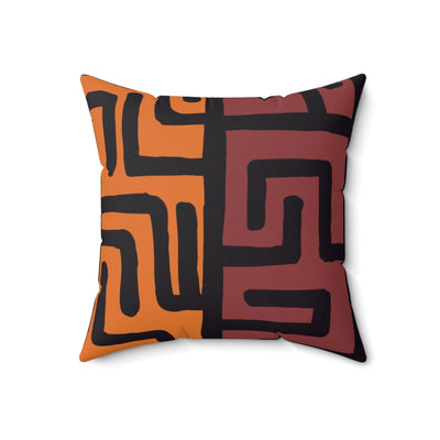 African Print Maroon and Brown Cushion Sleeve