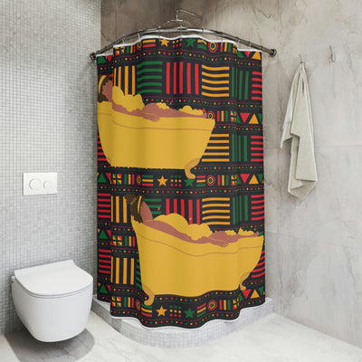 Black Woman in Tub  Ankara Shower Curtain