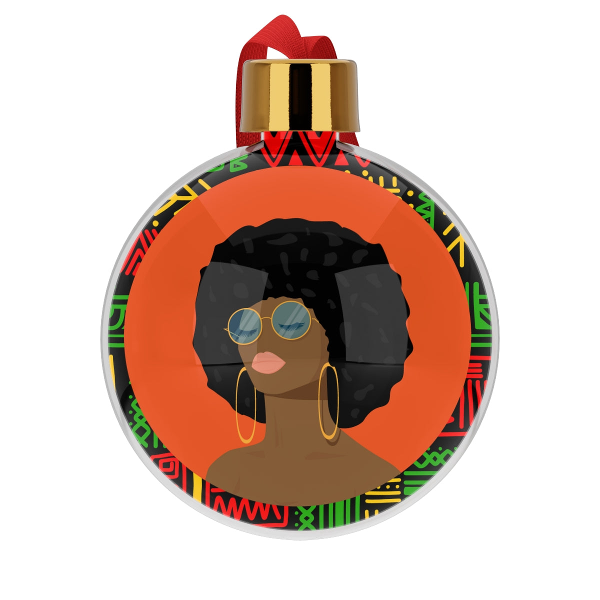 Afro Girl Round Christmas Ornament