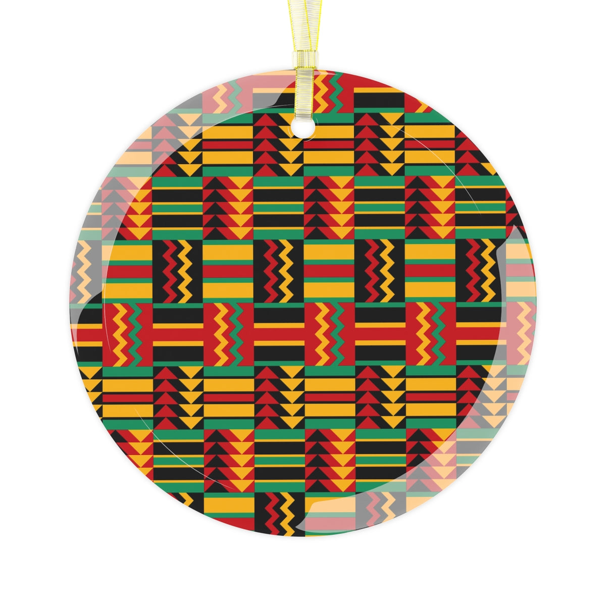 Kente Print Glass Ornament