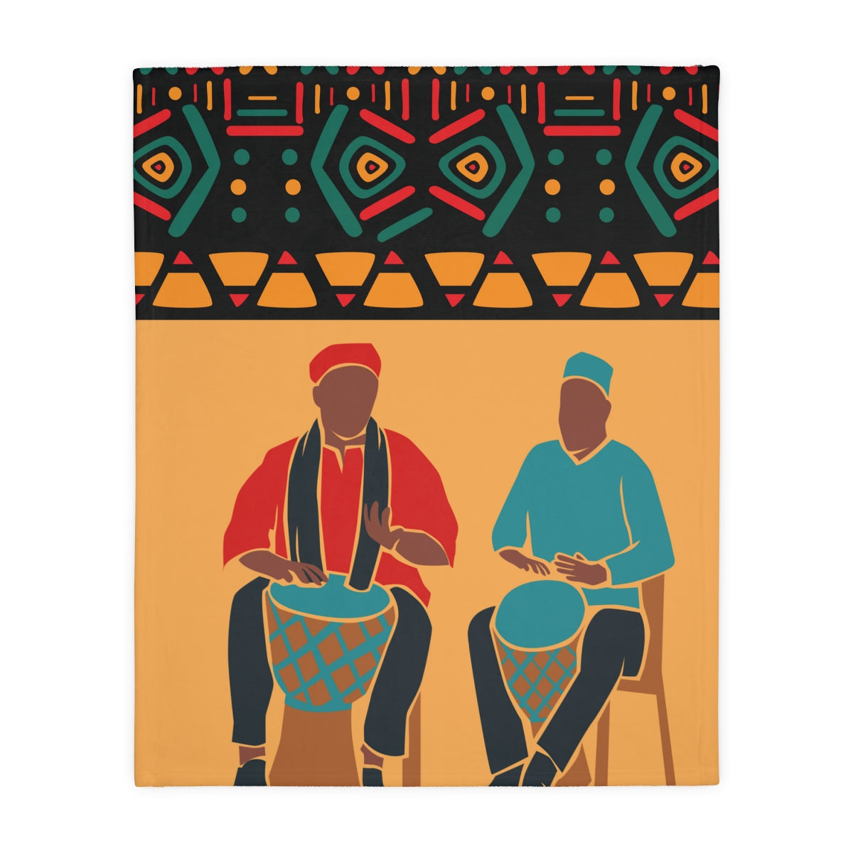 African Drummers Art Double sided Minky Blanket