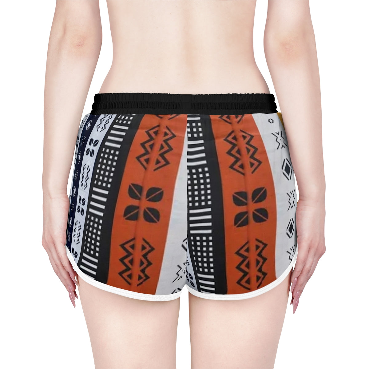 Mudcloth Print Maroon White Shorts for Women