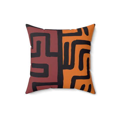 African Print Maroon and Brown Cushion Sleeve
