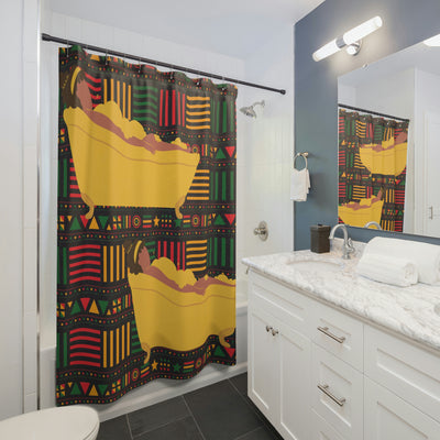African Print Pattern Shower Curtain/ Black woman decor/ Afrocentric bathroom/Ankara Inspired/Melanin Art/ Unique House warming gift