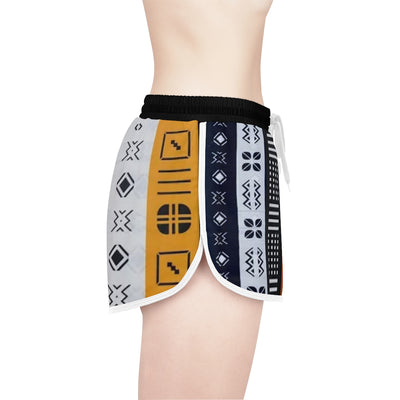 Mudcloth Print Maroon White Shorts for Women