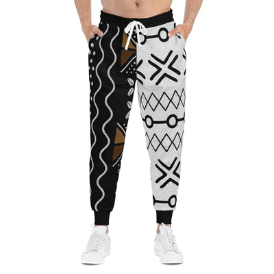 Unisex  Mixed MudCloth Black White and Brown Pattern Joggers Pants