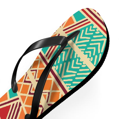 African Print Orange Green Flip Flops