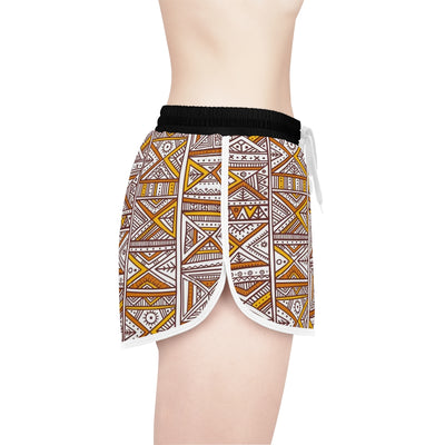 African Print Maroon White Shorts for Women