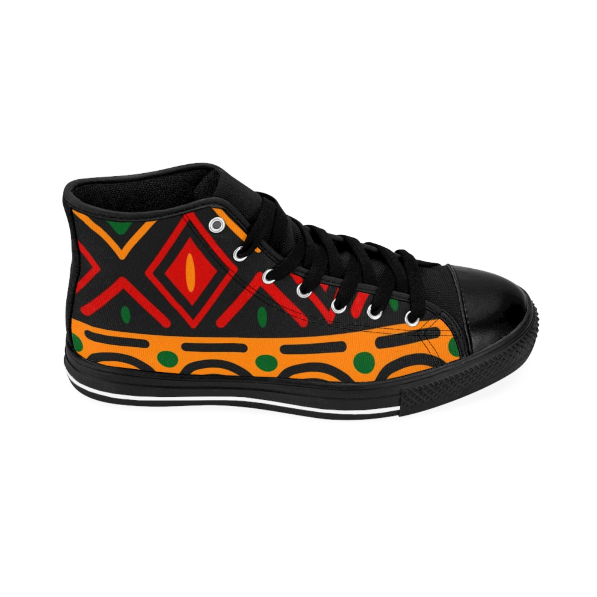 African Print Rasta Colors High Top Sneakers for Women