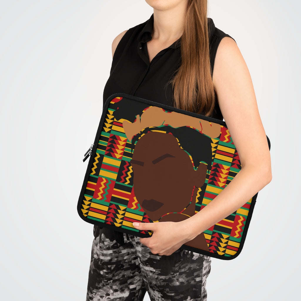 African Fro Gril Kente Laptop Sleeve