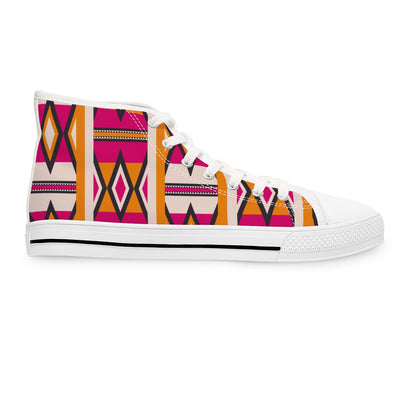 African Print Pink Kente High Top Sneakers for Women