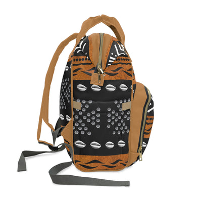 Mudcloth Pattern Mixed Brown Diaper Bag