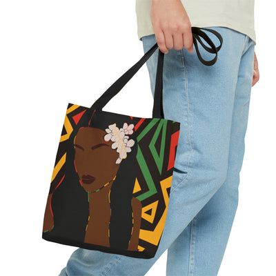 Long Haired Black Woman Large Tote Bag