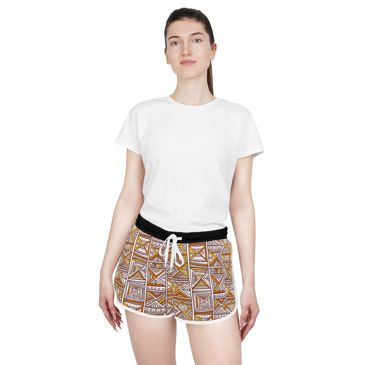 African Print Maroon White Shorts for Women