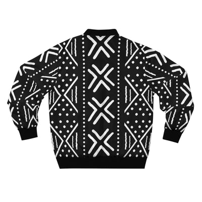 Mudcloth Black and White Print Bomber Jacket