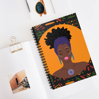 Black woman Diary Afro Turban Blogger Spiral Notebook