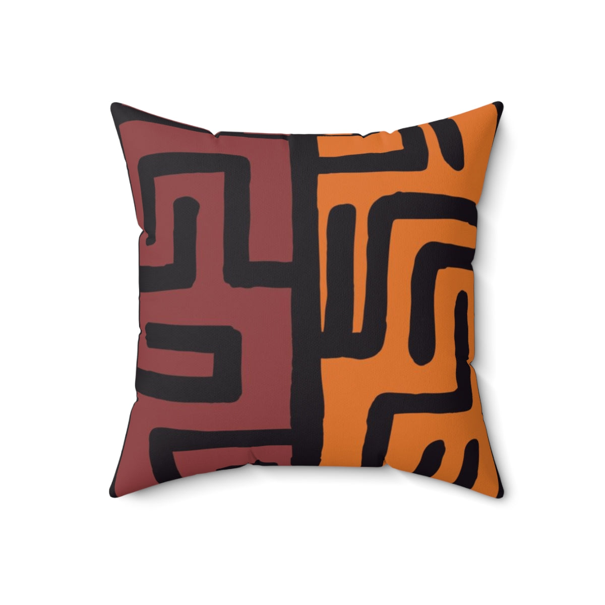 African Print Maroon and Brown Cushion Sleeve