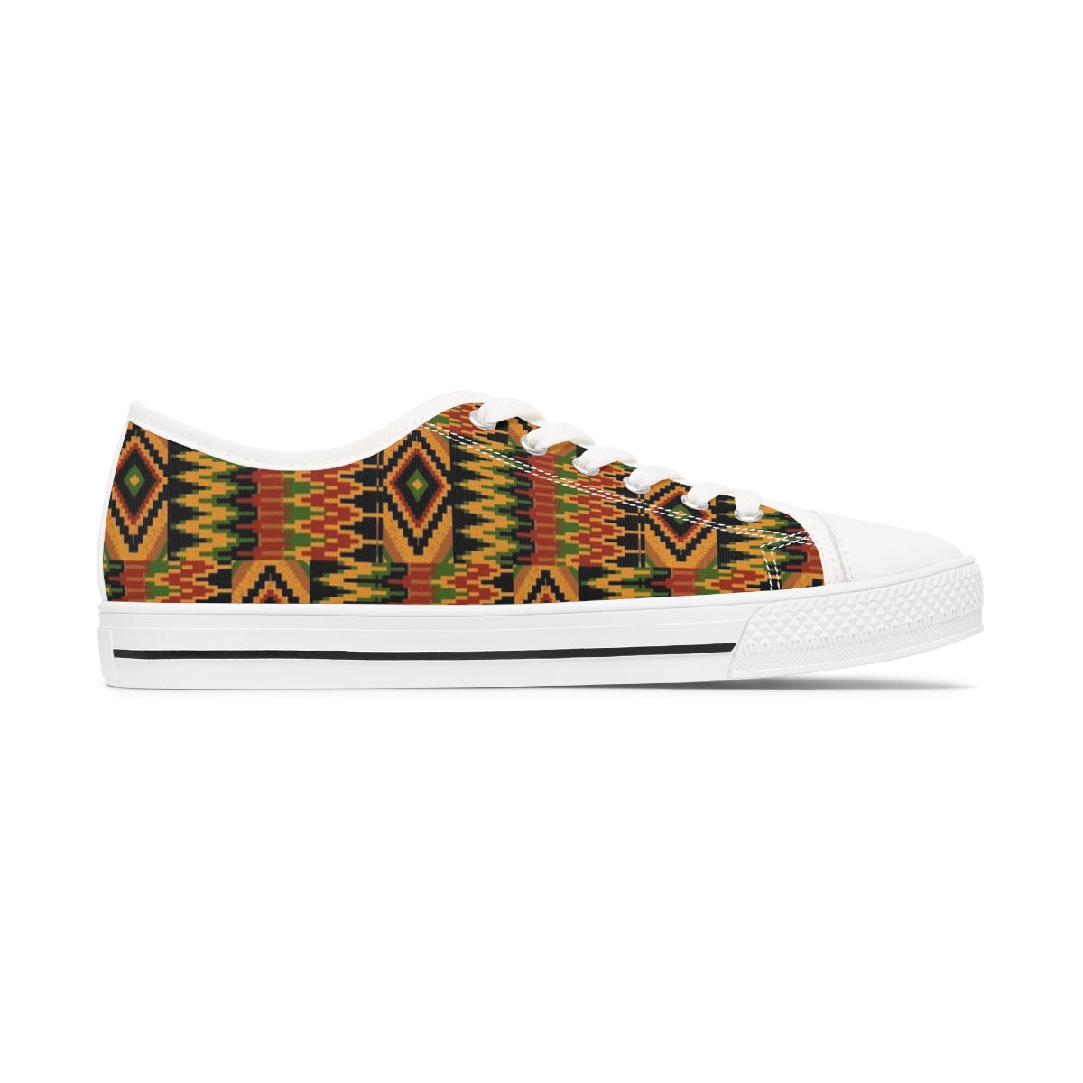 African Print Brown Kente Low Top Sneakers for Women