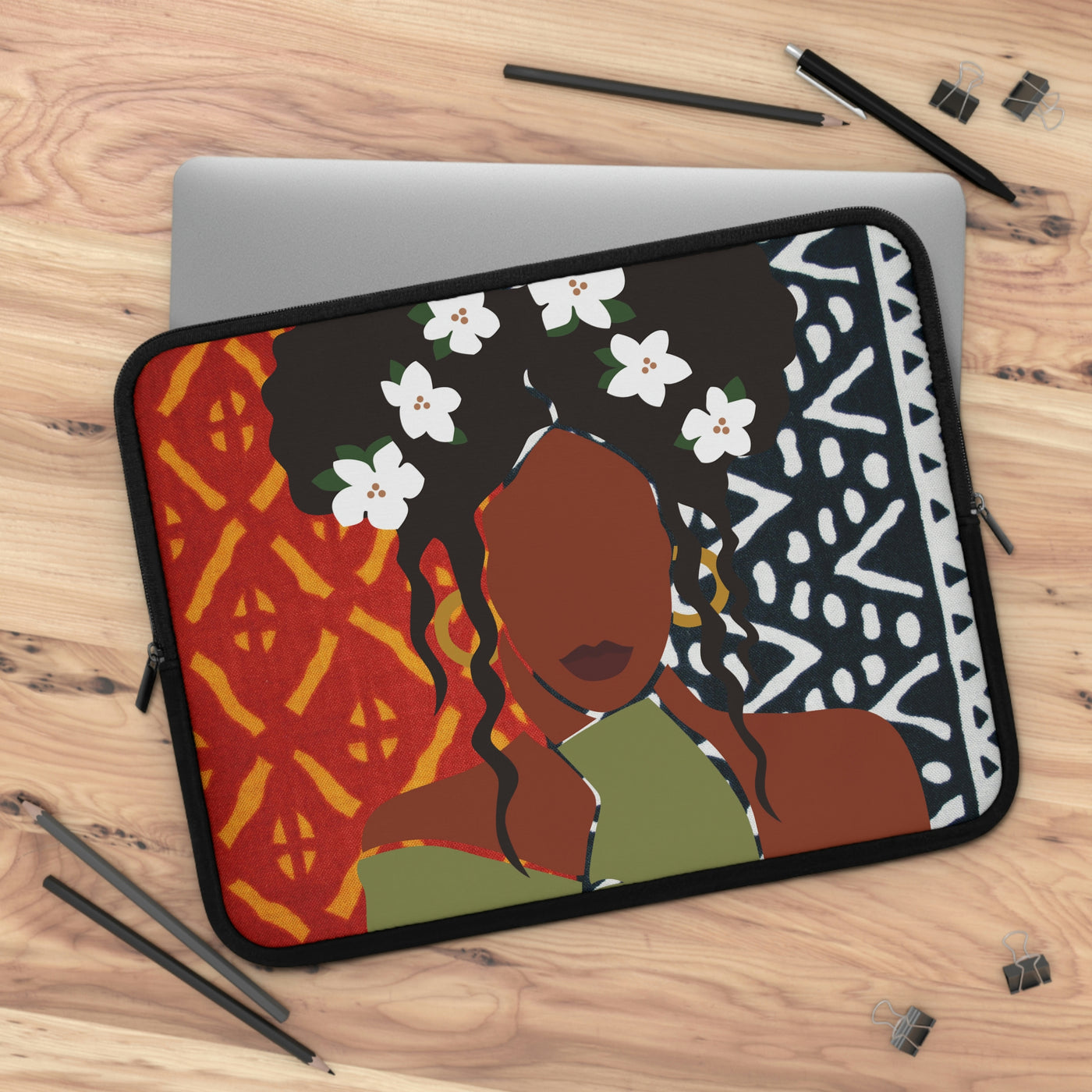 Afro Ponytail Queen Ankara Laptop Sleeve
