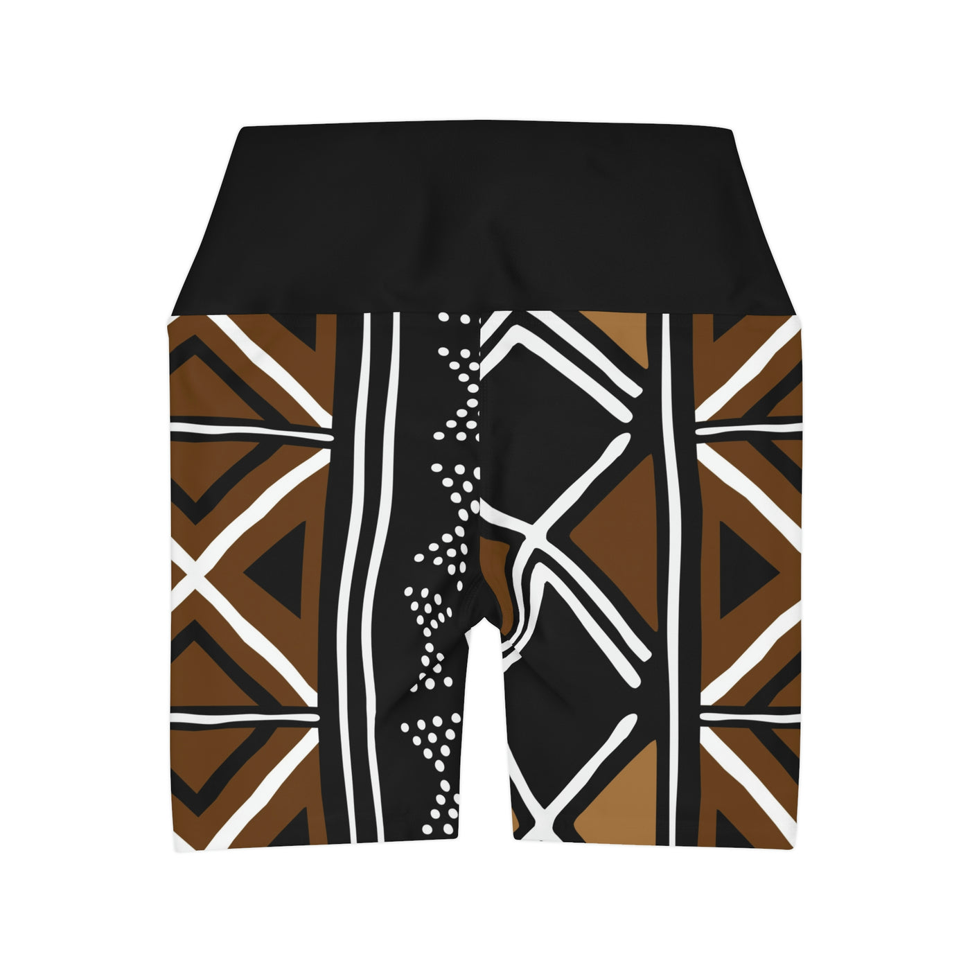 Brown Mudcloth  Print Yoga Shorts