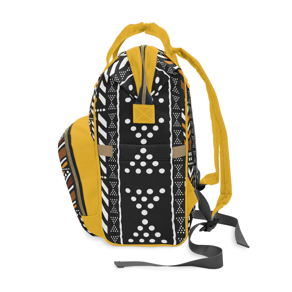 Mudcloth Mud Brown and Yellow Diaper Backpack