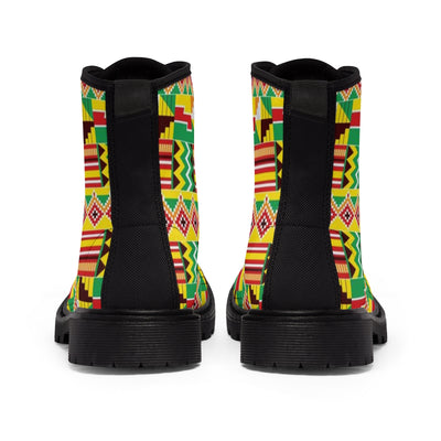 African Print Kente Green Men's Canvas Boots