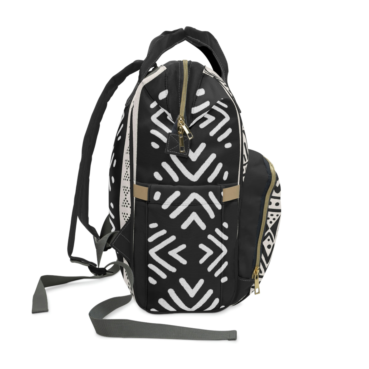 Mudcloth Pattern Mixed white Diaper Bag