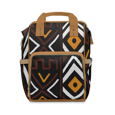 Mudcloth Pattern Mixed Yellow and Dark Brown Diaper Bag