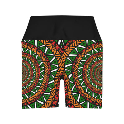 Green Mandala African Print Yoga Shorts