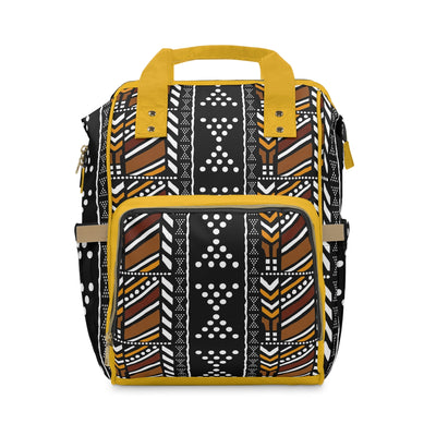 Mudcloth Mud Brown and Yellow Diaper Backpack