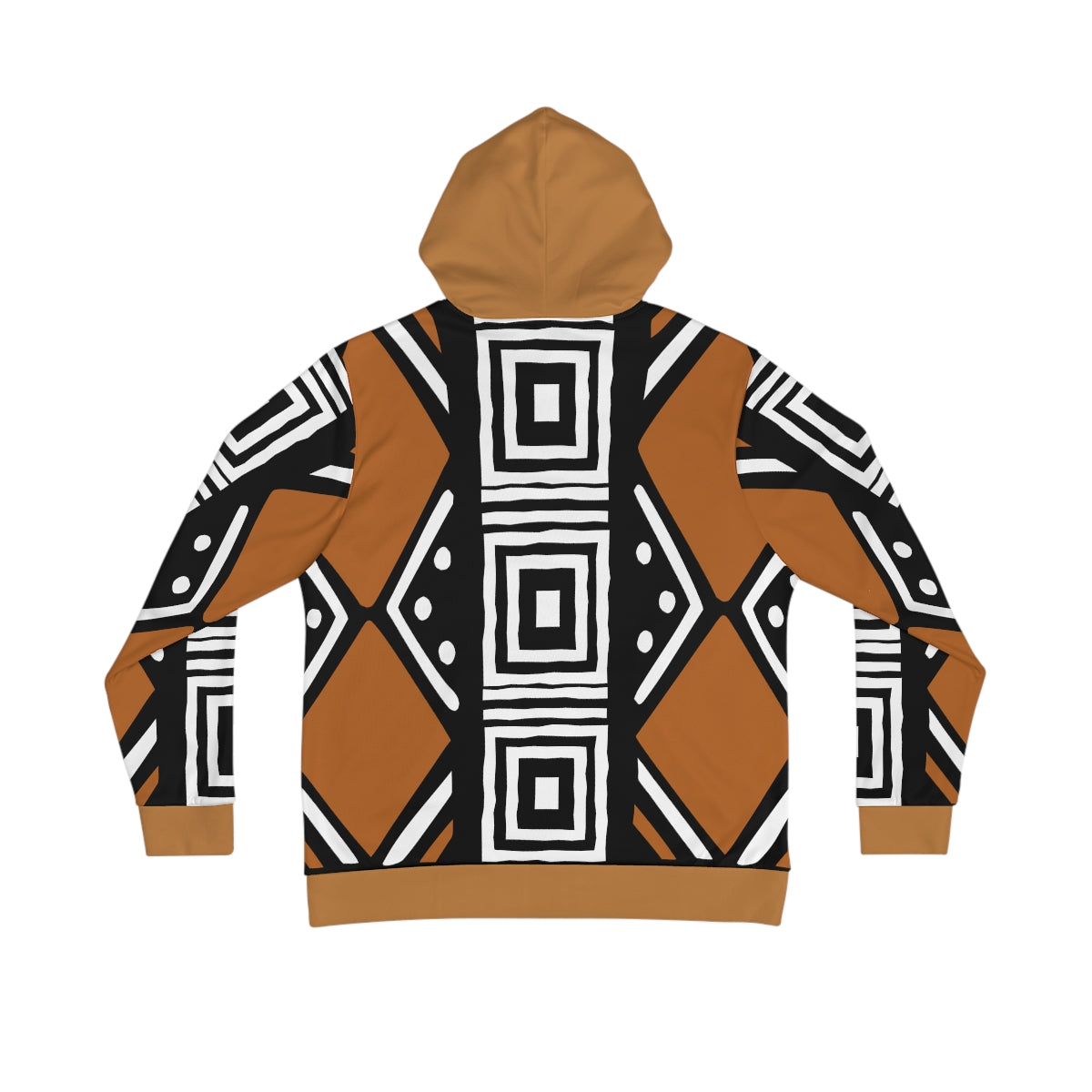 Mens Sweatshirt Hoodie Light Brown Mudcloth Print Design