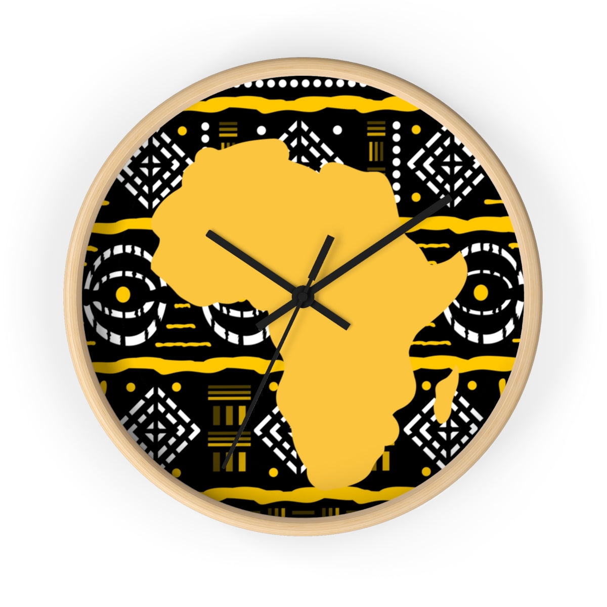 Map of Africa Yellow African Print Wall Clock