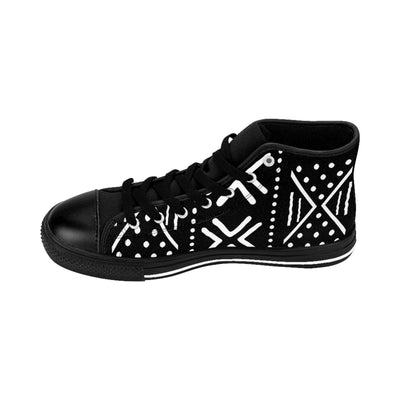 Mudcloth Print Black High Top Sneakers for Women